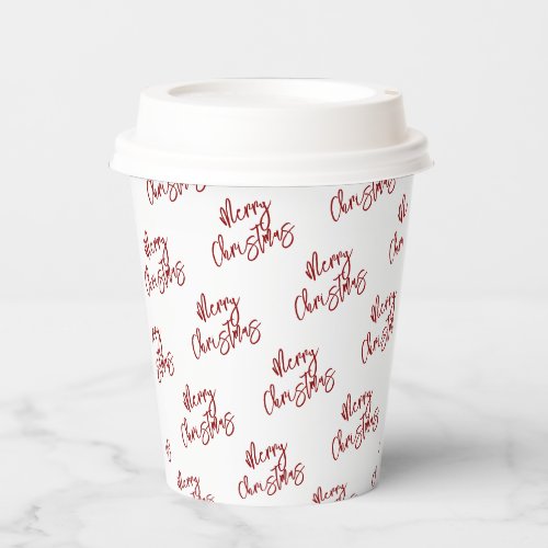 Simple Red Christmas Holiday Custom Text Pattern P Paper Cups