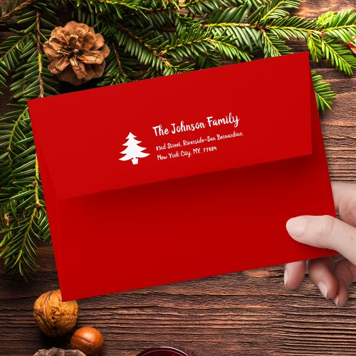 Simple Red Christmas Party Family Holiday Mailing Envelope