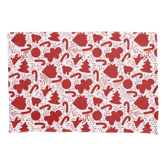 Simple Red Christmas Pattern Pillow Case (Front)