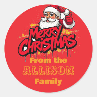 simple red christmas round sticker