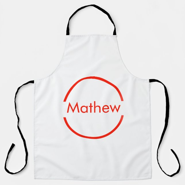 simple red circle add your name letter text apron (Front)