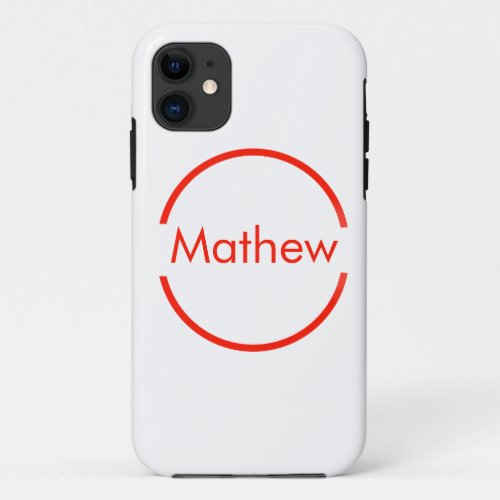 simple red circle add your name letter text iPhone 11 case