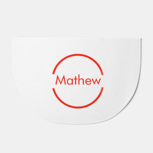 simple red circle add your name letter text doormat