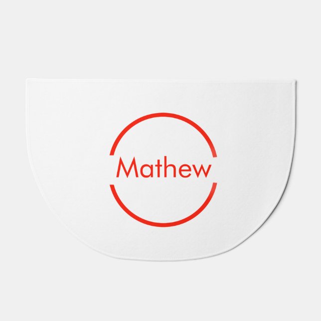 simple red circle add your name letter text doormat (Front)