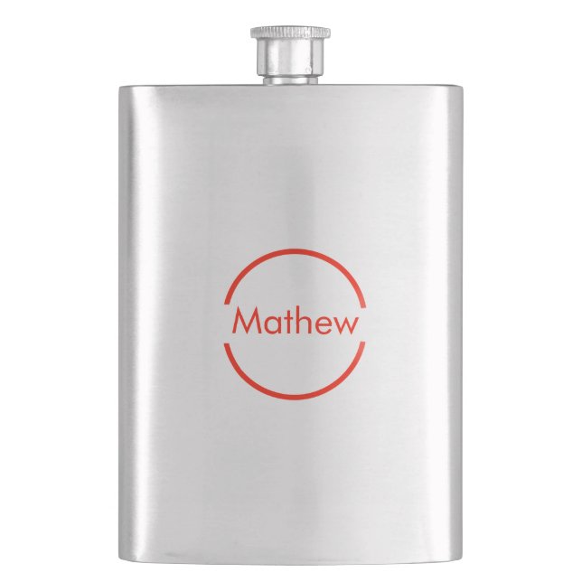 simple red circle add your name letter text flask (Front)
