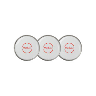simple red circle add your name letter text golf ball marker