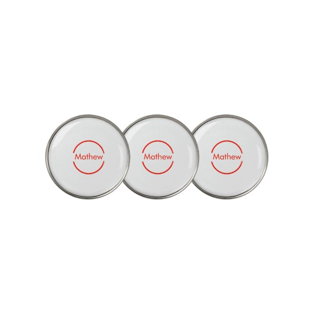 simple red circle add your name letter text golf ball marker (3 Up)