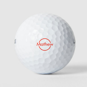 simple red circle add your name letter text golf balls
