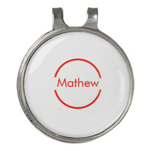 simple red circle add your name letter text golf hat clip