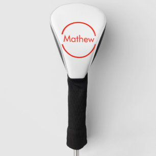 simple red circle add your name letter text golf head cover