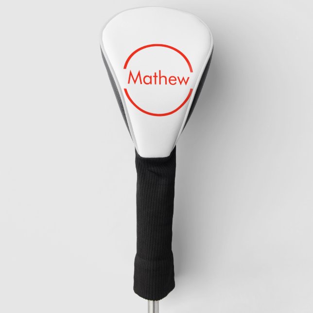 simple red circle add your name letter text golf head cover (Front)