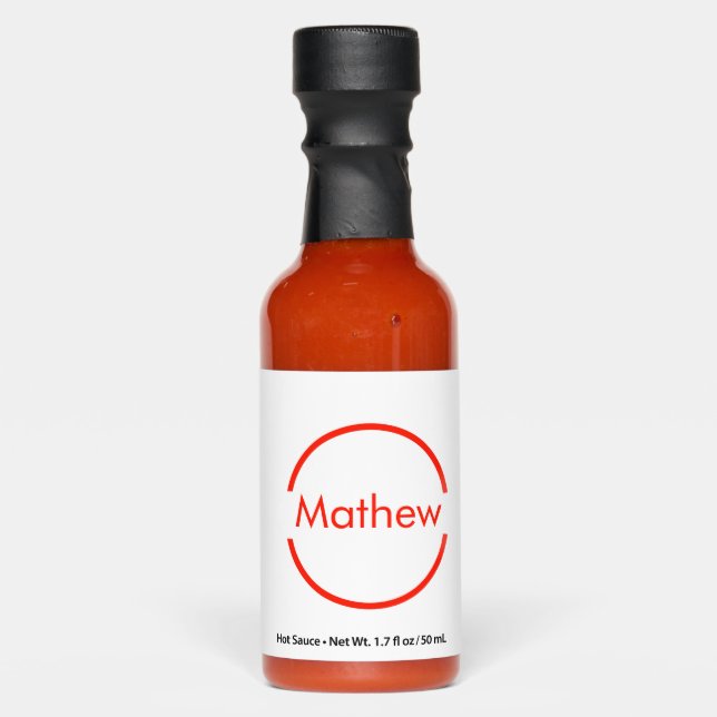 simple red circle add your name letter text hot sauces (Front)