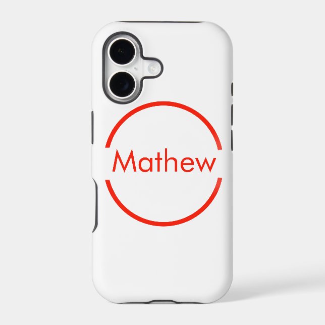 simple red circle add your name letter text iphone case (Back)