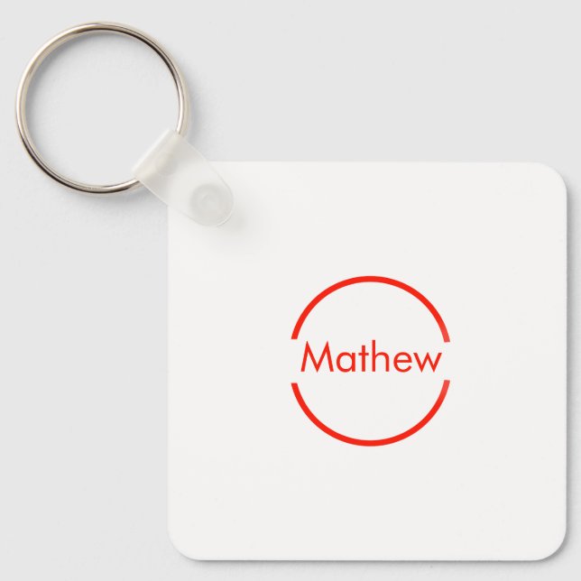 simple red circle add your name letter text keychain (Front)