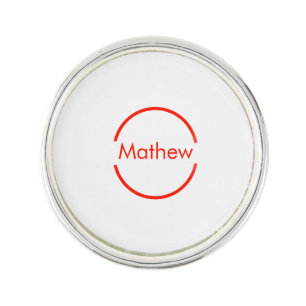 simple red circle add your name letter text lapel pin
