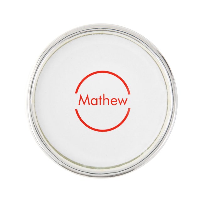 simple red circle add your name letter text lapel pin (Front)