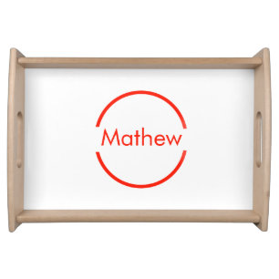 simple red circle add your name letter text serving tray