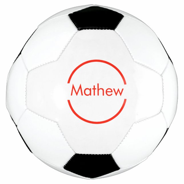 simple red circle add your name letter text soccer ball (Front)