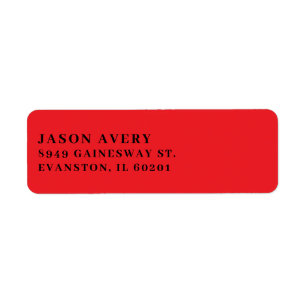 Simple Red Classic Return Address Text Based Label