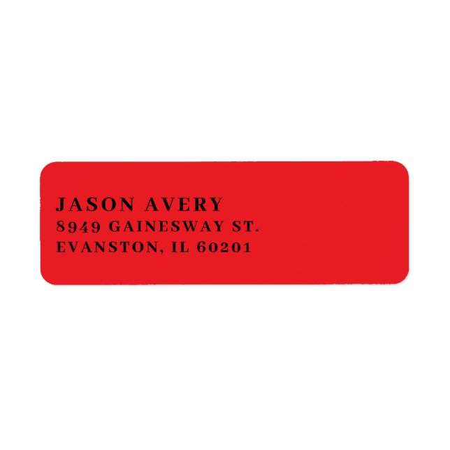 Simple Red Classic Return Address Text Based Label (Front)