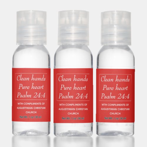 Simple Red CLEAN HANDS PURE HEART Christian Hand Sanitizer