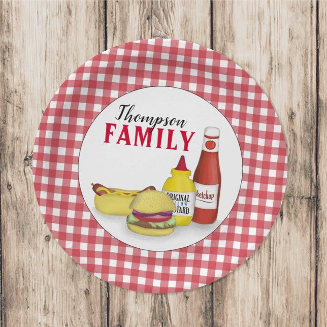 Simple Red Country Hamburger Hotdog Cute Party Paper Plates (Creator Uploaded)