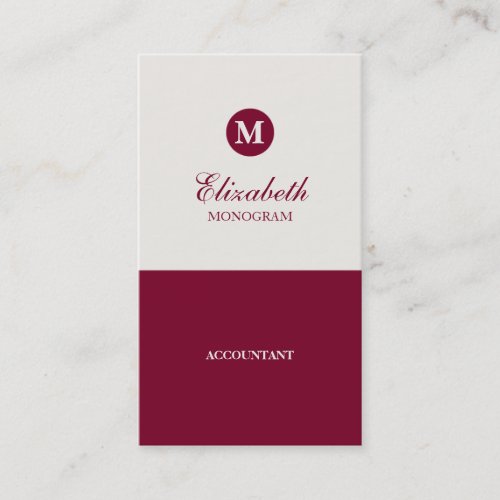 Simple Red &amp; Cream Monogram Business Cards
