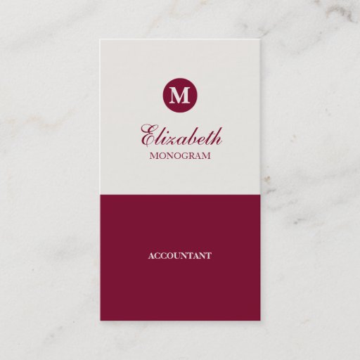 Customizable Simple Red &amp; Cream Monogram Business Cards