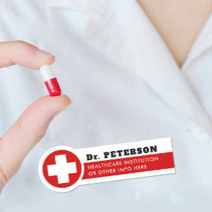 Simple Red Cross Medical Healthcare Nurse Name Tag