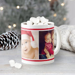 Simple Red Custom Christmas Photo Collage Coffee Mug<br><div class="desc">Simple red horizontal stripes frame your three favorite holiday photos. Note,  the red accent stripes can be customized to another color to coordinate with your photos or decor.</div>