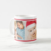 Simple Red Custom Christmas Photo Collage Coffee Mug (Front Left)