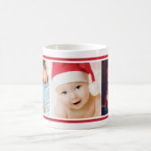 Simple Red Custom Christmas Photo Collage Coffee Mug (Center)