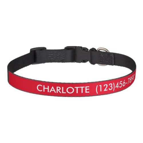 Simple red custom name phone contact Info modern Pet Collar