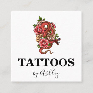 Simple Red Dragon Tattoo Artist Salon Social Media Square Business Card