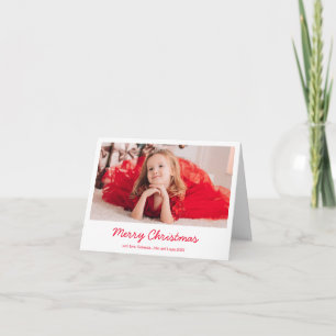 Simple Red Elegant Photo Modern Christmas Holiday Card