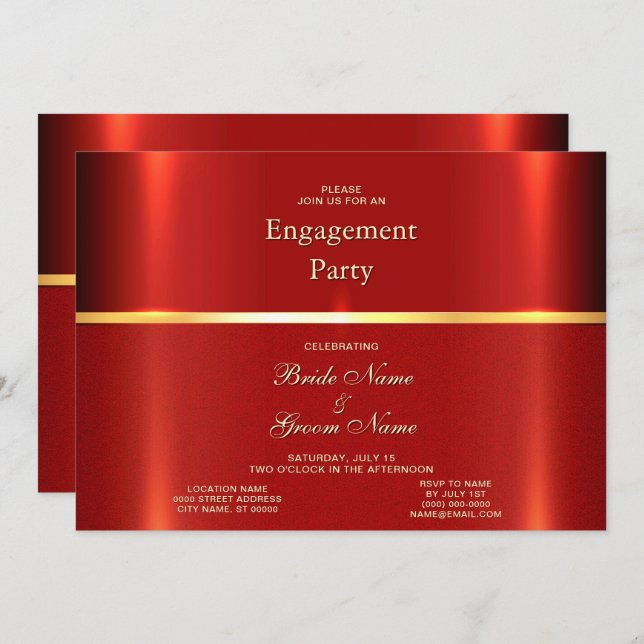 Simple Red Engagement Invitation (Front/Back)