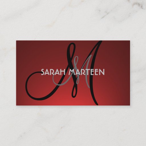 Customizable Simple red fade custom monogram cards business card