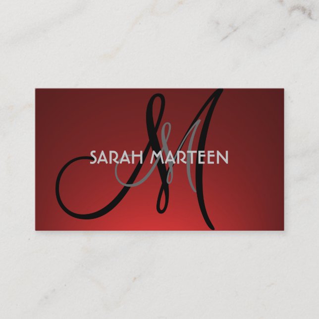 Simple red fade custom monogram cards (Front)