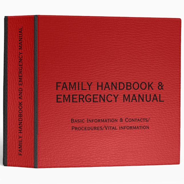 Simple Red Faux Leather Look Black Accents 2 3 Ring Binder (Front/Spine)