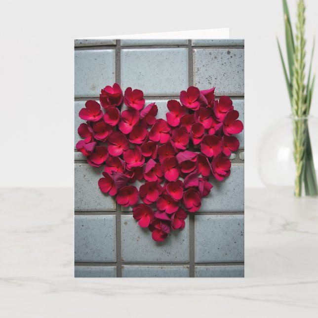 Simple Red Floral Heart Card (Front)