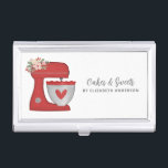 Simple Red Floral Mixer Cake Bakery Business Card Case<br><div class="desc">A cute red cake mixer with flowers decorates this bakery business card case. Personalize it with your name and business information. A great place for storing your business cards. Designed for you by Blackberry Boulevard.</div>