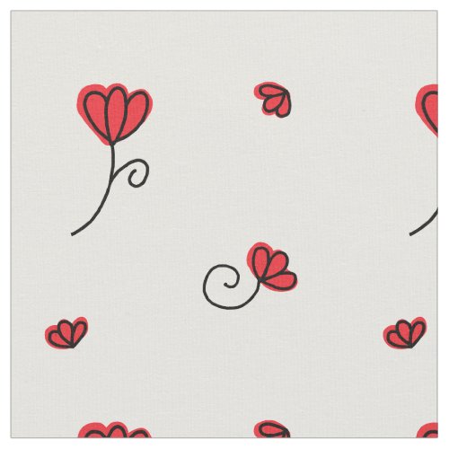 Simple red flowers on white fabric