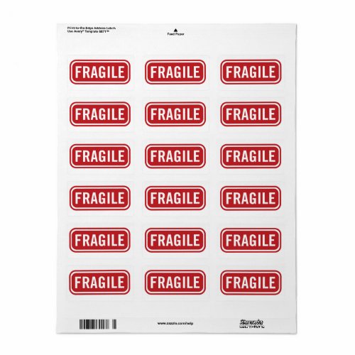 Simple Red Fragile Mailing Label