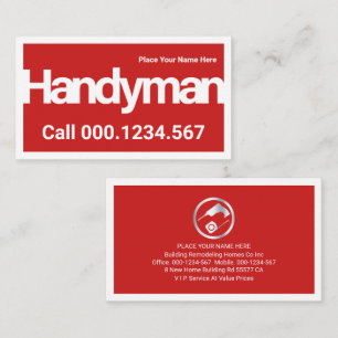 Simple Red Frame Handyman Border Business Card
