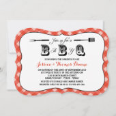 Simple Red Gingham BBQ Baby Shower Invitations (Front)