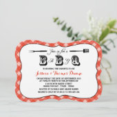 Simple Red Gingham BBQ Baby Shower Invitations (Standing Front)