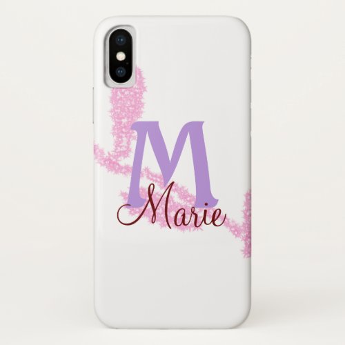 Simple red glitter monogram add your name letter c iPhone x case