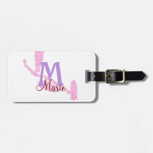 Simple red glitter monogram add your name letter c luggage tag