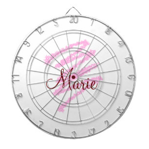 Simple red glitter sparkle add name monogram girly dart board