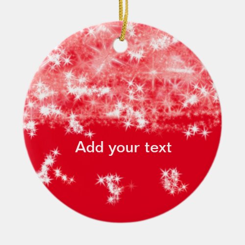Simple red glitter sparkle stars add your text c t ceramic ornament